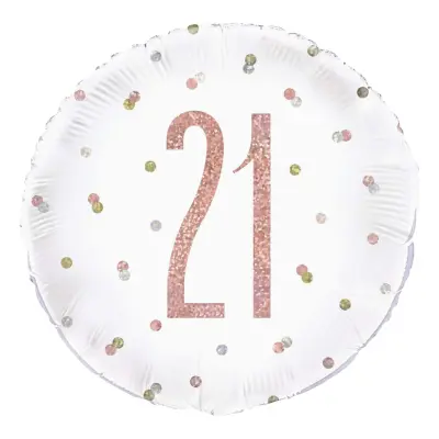 Folieballong 21 Vit/Roséguld Prickig