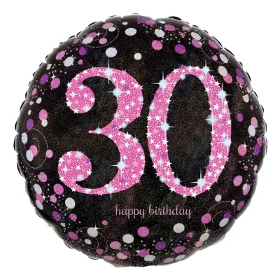 Folieballong 30 Happy Birthday Rosa Sparkling