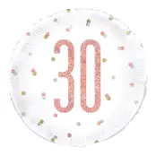 Folieballong 30 Vit/Roséguld Prickig