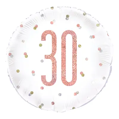 Folieballong 30 Vit/Roséguld Prickig