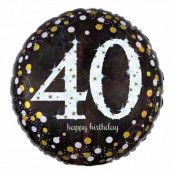 Folieballong 40 Happy Birthday Silver Sparkling