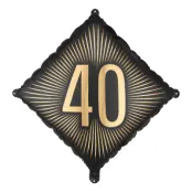 Folieballong 40 Svart/Guld