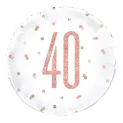 Folieballong 40 Vit/Roséguld Prickig