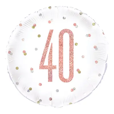 Folieballong 40 Vit/Roséguld Prickig