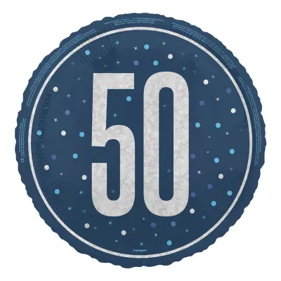 Folieballong 50 Blå/Silver