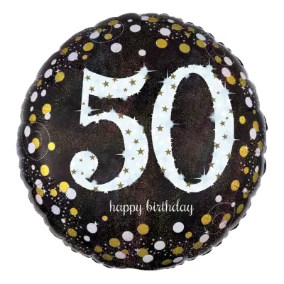 Folieballong 50 Happy Birthday Silver Sparkling