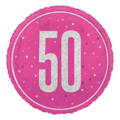 Folieballong 50 Rosa/Silver