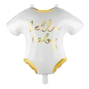 Folieballong Baby Romper Vit/Guld - 1-pack
