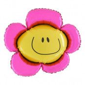 Folieballong Blomma Smiley Rosa