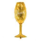 Folieballong Cheers Champagneglas Guld - 1-pack