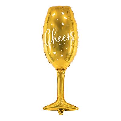 Folieballong Cheers Champagneglas Guld - 1-pack