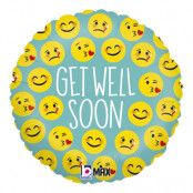 Folieballong Emoji Get Well Soon - 45 cm