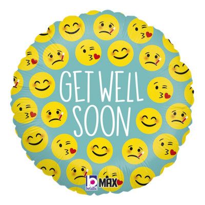 Folieballong Emoji Get Well Soon - 45 cm