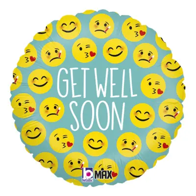 Folieballong Emoji Get Well Soon - 45 cm
