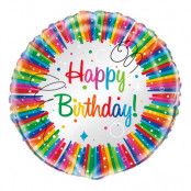 Folieballong Happy Birthday Regnbåge