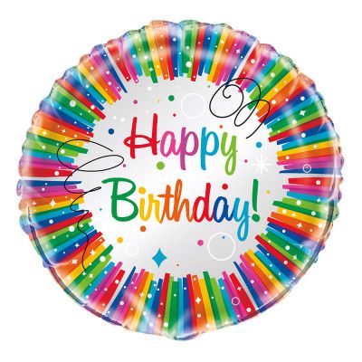 Folieballong Happy Birthday Regnbåge