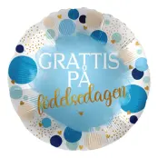 Folieballong Grattis på Födelsedagen Blå