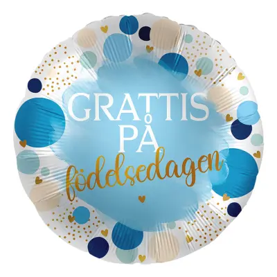 Folieballong Grattis på Födelsedagen Blå