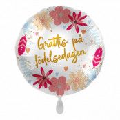 Folieballong Grattis på Födelsedagen Blommor