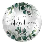 Folieballong Grattis på Födelsedagen Eucalyptus