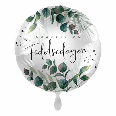 Folieballong Grattis på Födelsedagen Eucalyptus