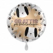 Folieballong Grattis på Födelsedagen Hund
