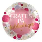 Folieballong Grattis på Födelsedagen Rosa