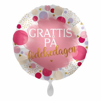 Folieballong Grattis på Födelsedagen Rosa