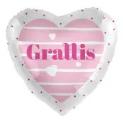 Folieballong Grattis Rosa