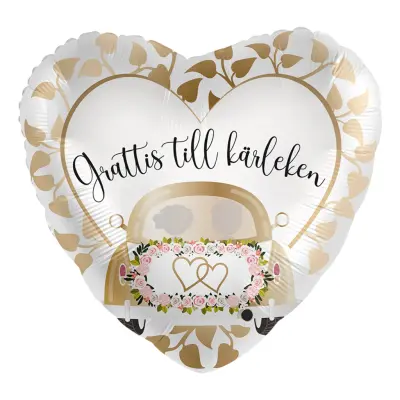 Folieballong Grattis till Kärleken Bröllopsbil