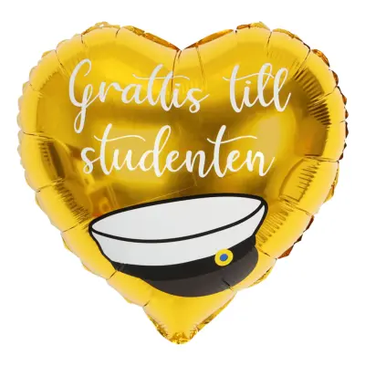 Folieballong Grattis Till Studenten Hjärta Guld