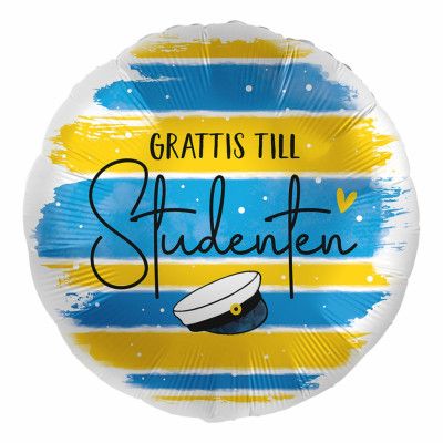 Folieballong Grattis Till Studenten Randig