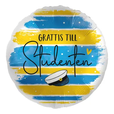 Folieballong Grattis Till Studenten Randig