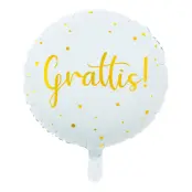 Folieballong Grattis Vit/Guld