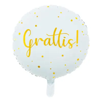 Folieballong Grattis Vit/Guld