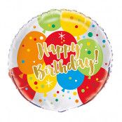 Folieballong Guld Happy Birthday