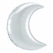 Folieballong Halvmåne Vit Satin