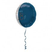 Folieballong Happy 18th True Blue - 45 cm