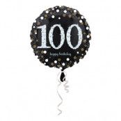 Folieballong Happy Birthday 100 Glitter