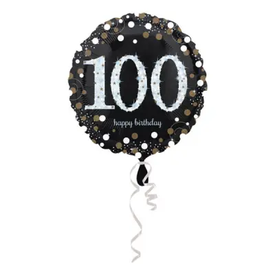 Folieballong Happy Birthday 100 Glitter