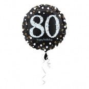 Folieballong Happy Birthday 80 Glitter - 1-pack
