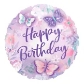 Folieballong Happy Birthday Fjärilar