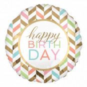 Folieballong Happy Birthday Pastel Stor
