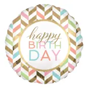 Folieballong Happy Birthday Pastel Stor