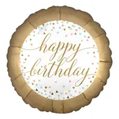 Folieballong Happy Birthday Pastell Konfetti