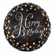 Folieballong Happy Birthday Silver Sparkling