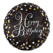 Folieballong Happy Birthday Silver Sparkling