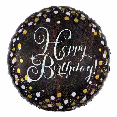 Folieballong Happy Birthday Silver Sparkling