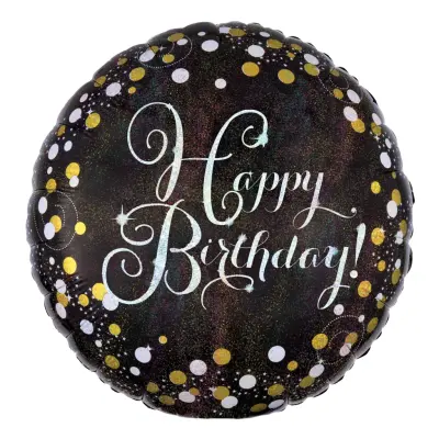 Folieballong Happy Birthday Silver Sparkling
