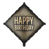 Folieballong Happy Birthday Svart/Guld